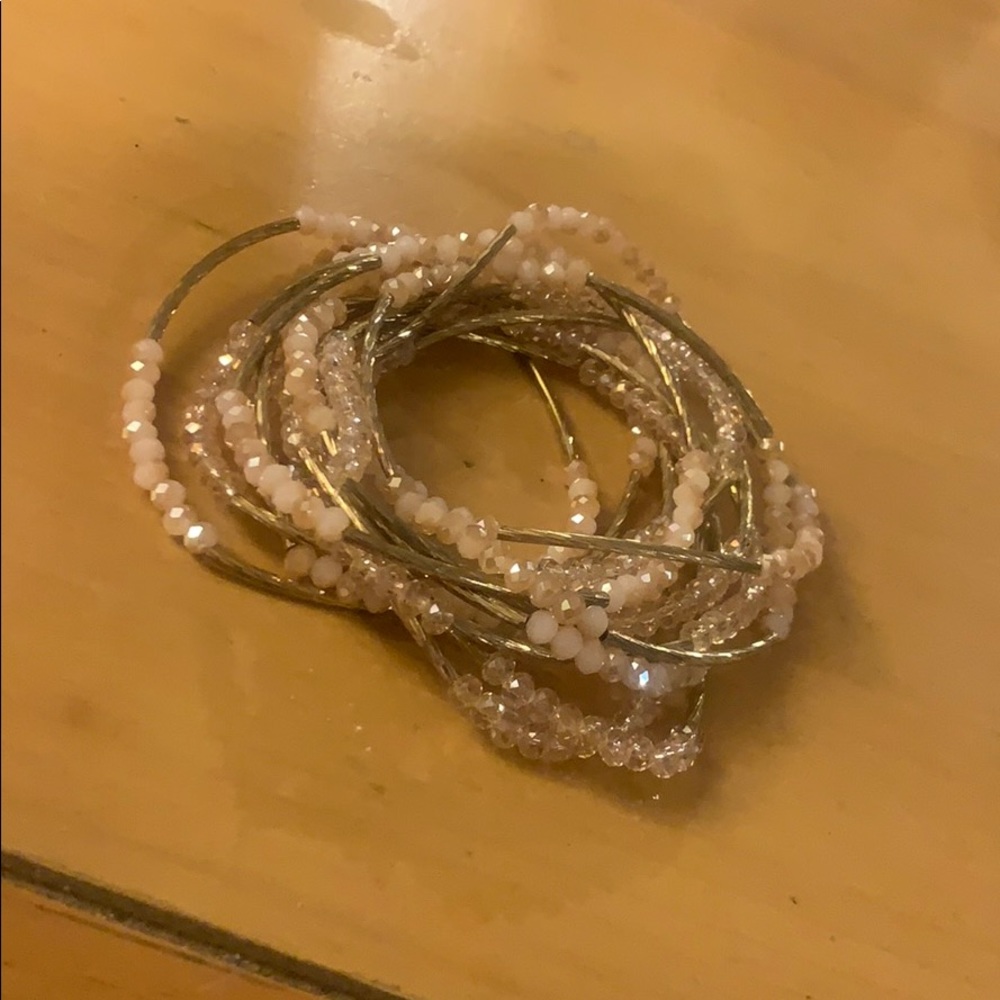 Gold & baby pink stack of bracelets